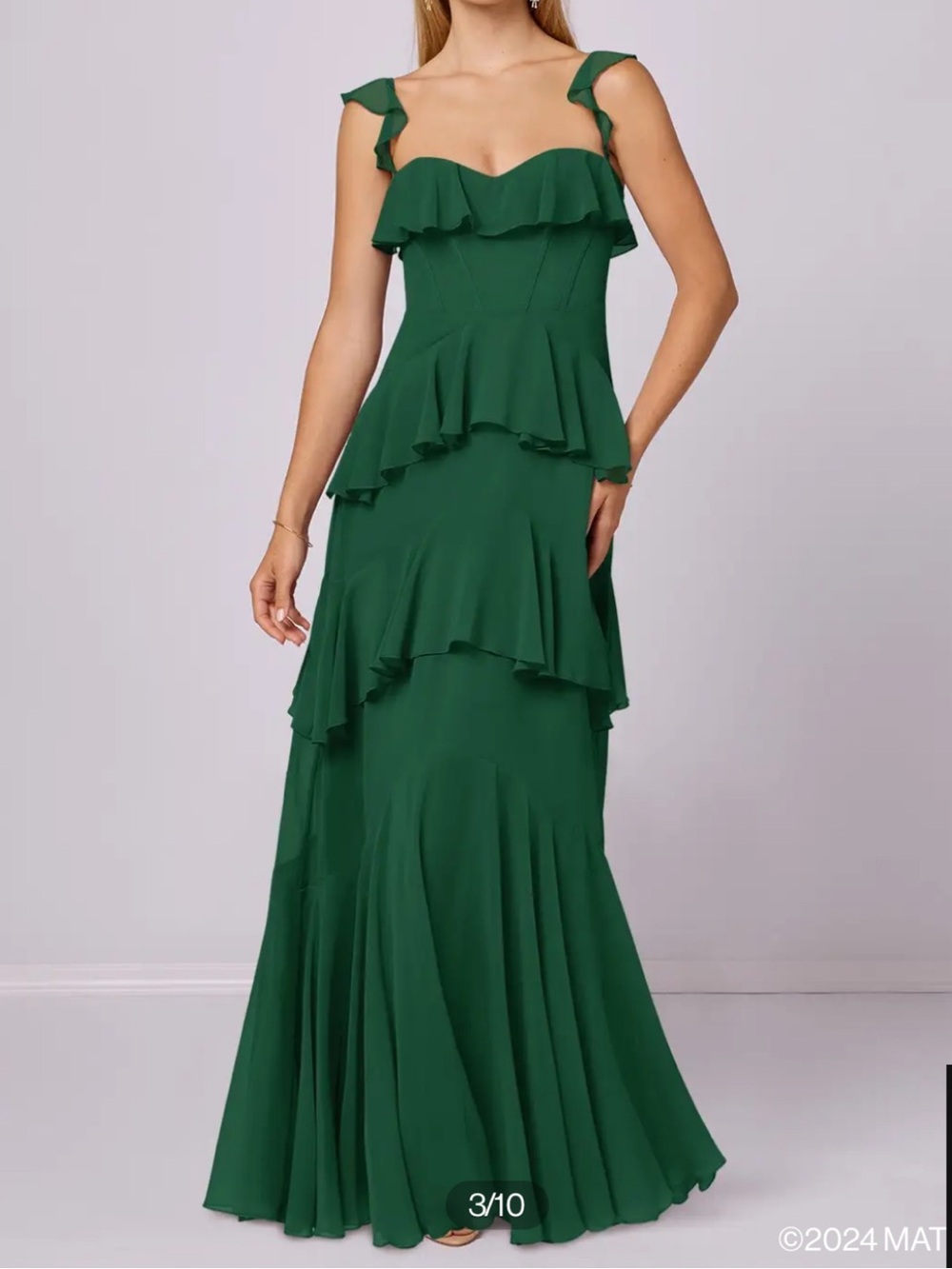 Azazie Barbie 1025 A-Line Sweetheart Neckline Chiffon Dress Dark Green